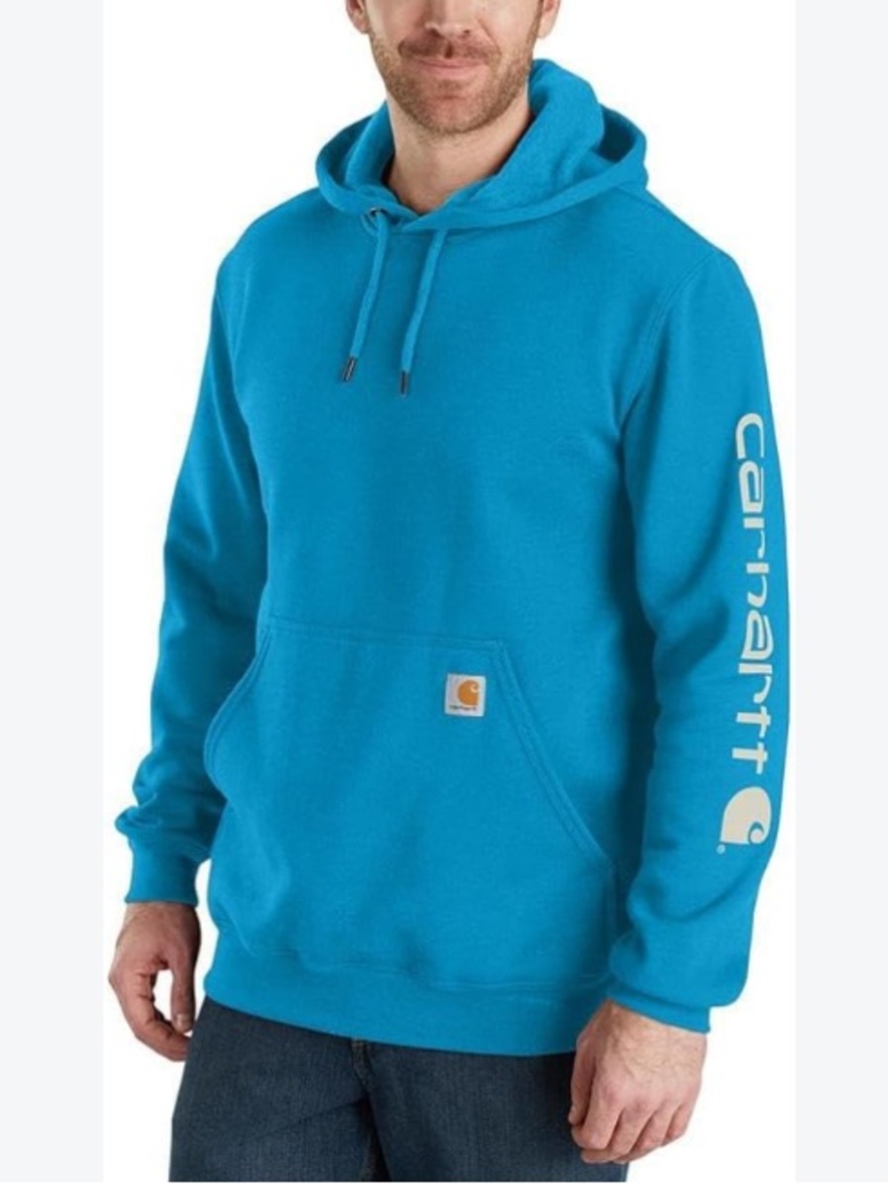 Carhartt Men’s Iconic K288 Logo Sweatshirt Loose Fit Atomic Blue Hoodie Medium M